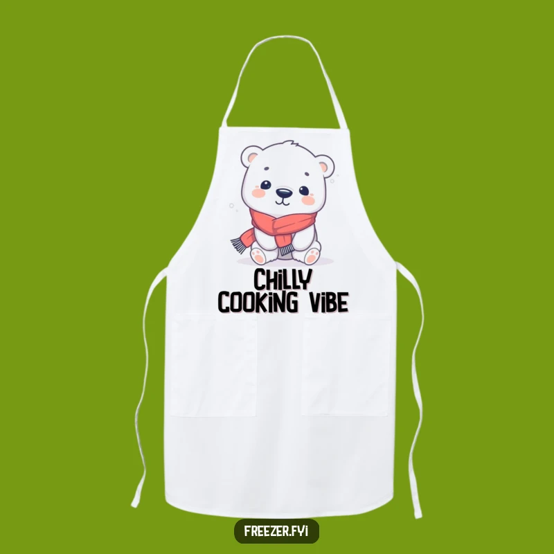 Funny Polar Bear Scarf Apron: Cook with Cozy Winter Charm