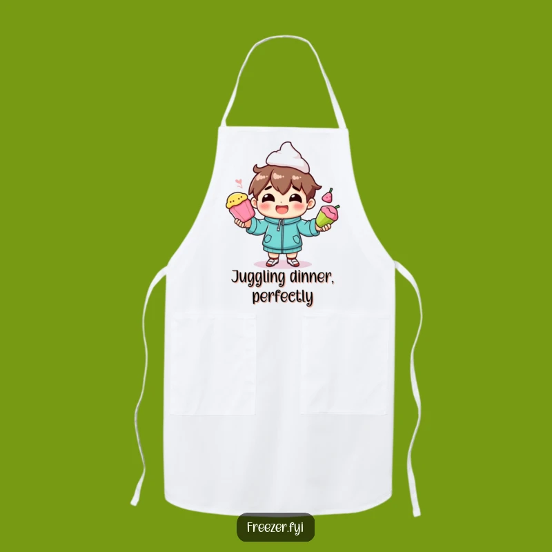 Funny Frozen Food Juggler Apron: Tame the Kitchen Chaos!