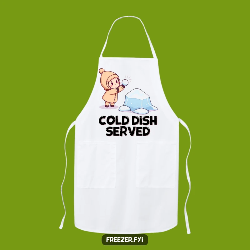 Funny Winter Kitchen Apron: Character Throws Snowball at Curious Ice Floe