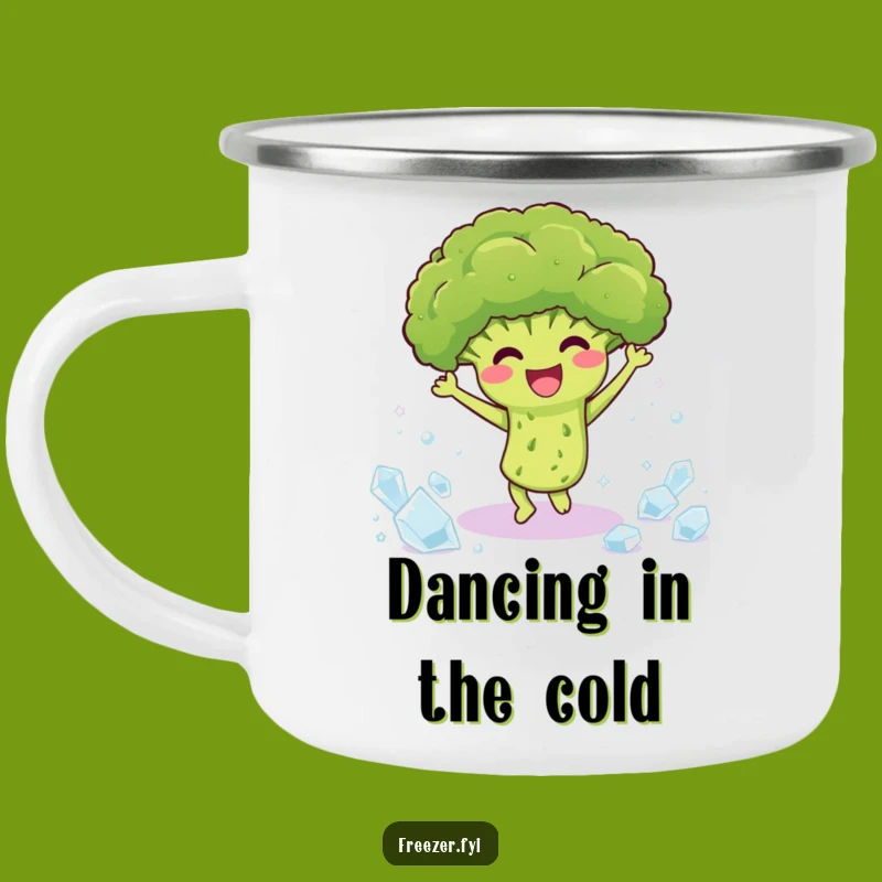Funny Broccoli Dance Camping Mug: Groove Through Your Adventures