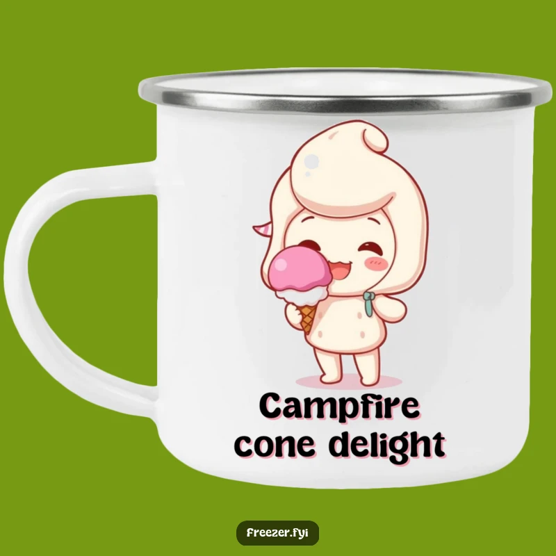 Funny Enamel Camping Mug: Character's Sweet Treat for Outdoor Funny Gifts