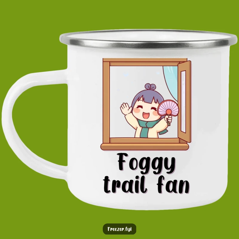 Funny Frosty Window Camping Mug: Durable Character's Enthusiastic Effort