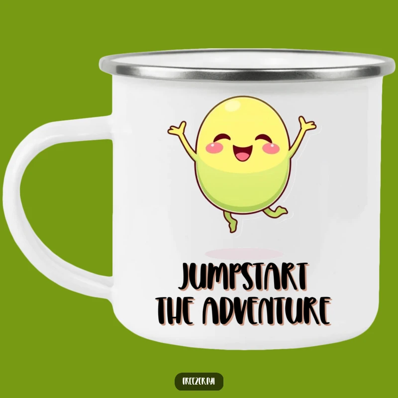 Funny Pea Pod Camping Mug: Cheerful Character Campfire Companion Gift