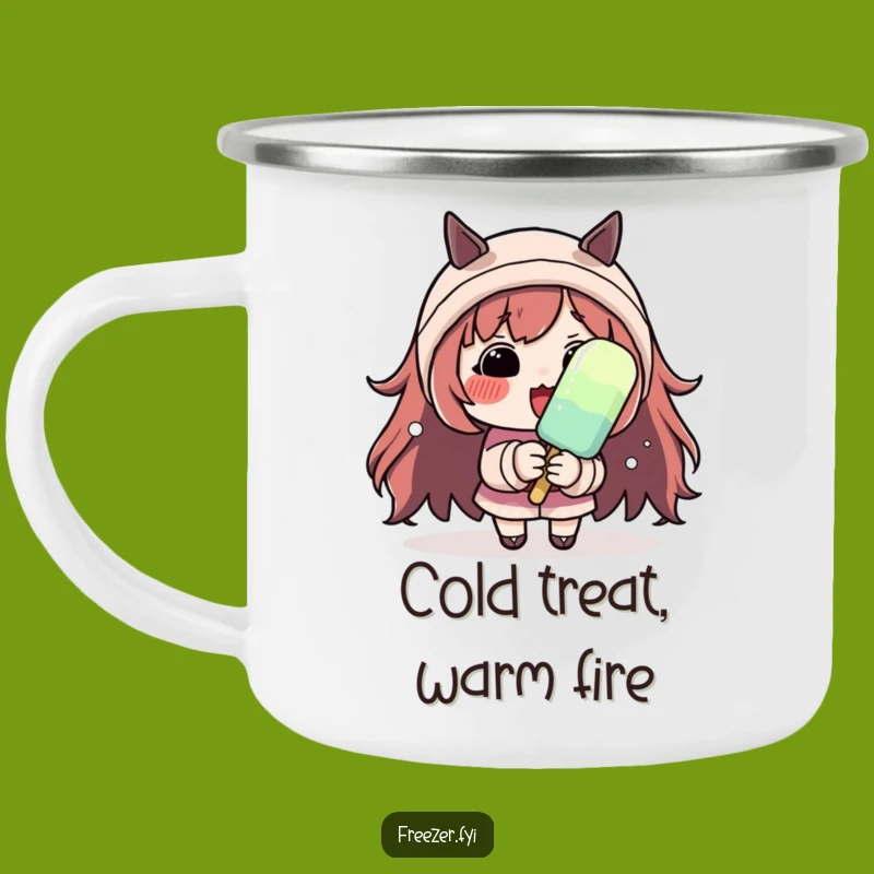Funny Shivering Character Camping Mug: Rosy Cheeks Chill, Perfect Outdoor Gift