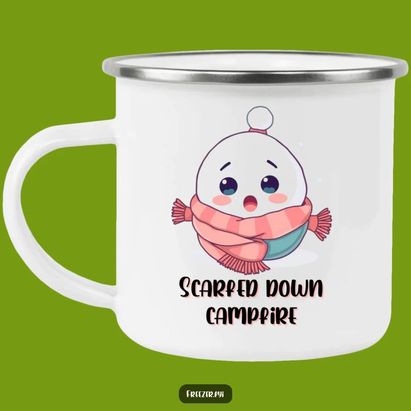 Funny Snowball Enamel Camping Mug - Cozy Campside Chaos