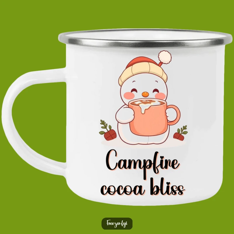 Funny Snowman Enamel Camping Mug - Campfire Cocoa Companion