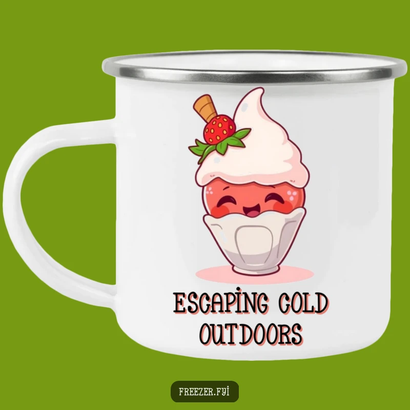 Funny Strawberry Ice Cream Camping Mug: Your Sweet Escape on the Go