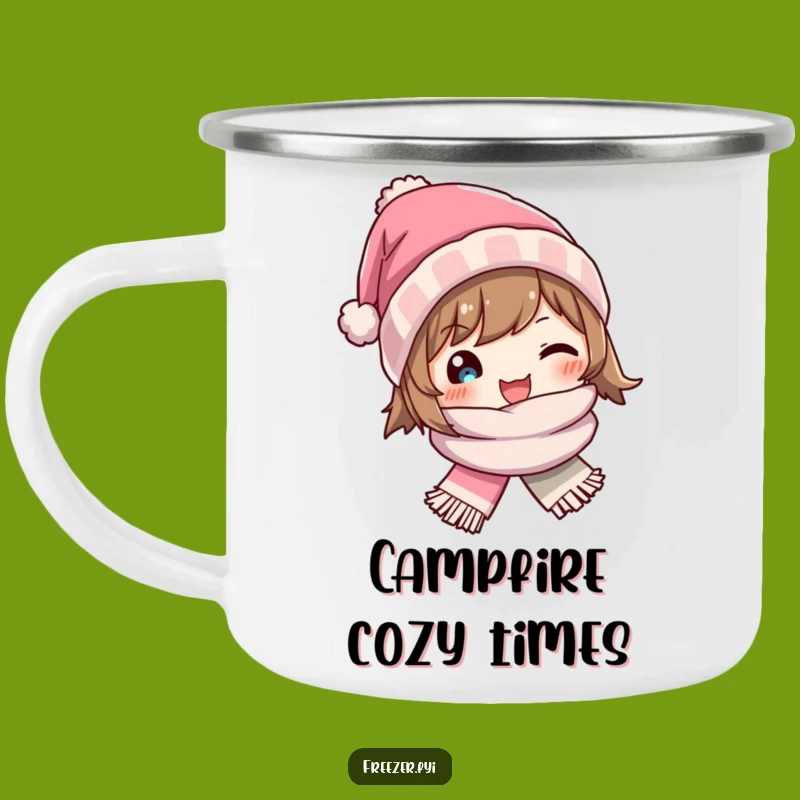 Funny Winter Hat Scarf Camping Mug - Joyful Cozy Outdoor Drinkware!