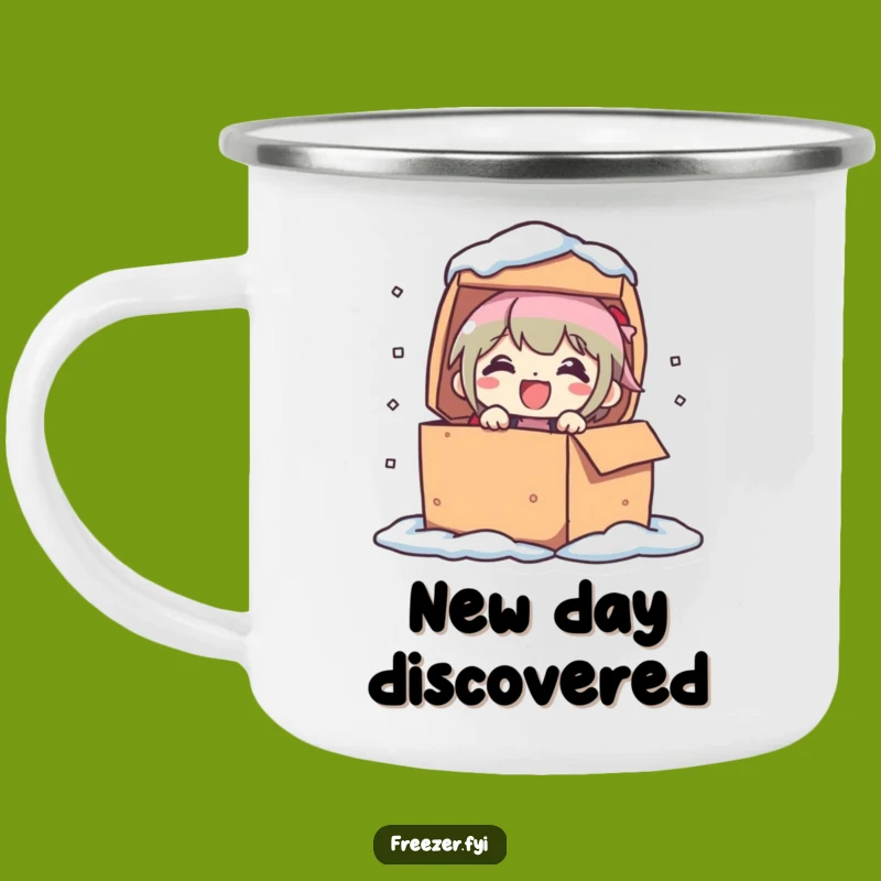 Funny Frozen Box Camping Mug: Durable Character's Delighted Surprise