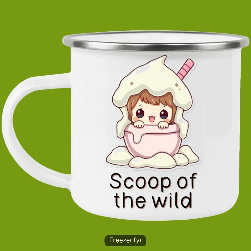 Funny Ice Cream Peeking Camping Mug - Sweet Outdoor Treat