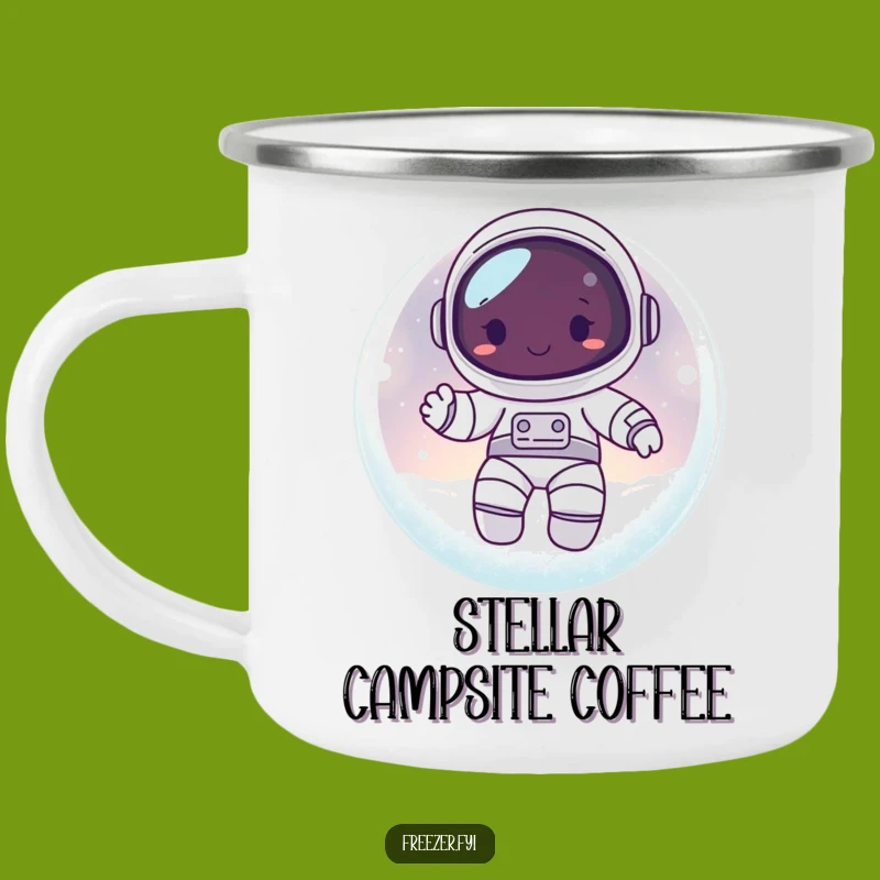 Funny Astronaut Orb Enamel Camping Mug - Camp Under the Stars