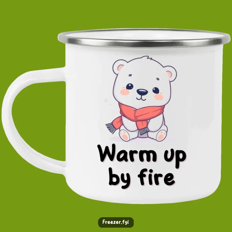 Funny Polar Bear Scarf Camp Mug: Cozy Sips on Outdoor Adventures
