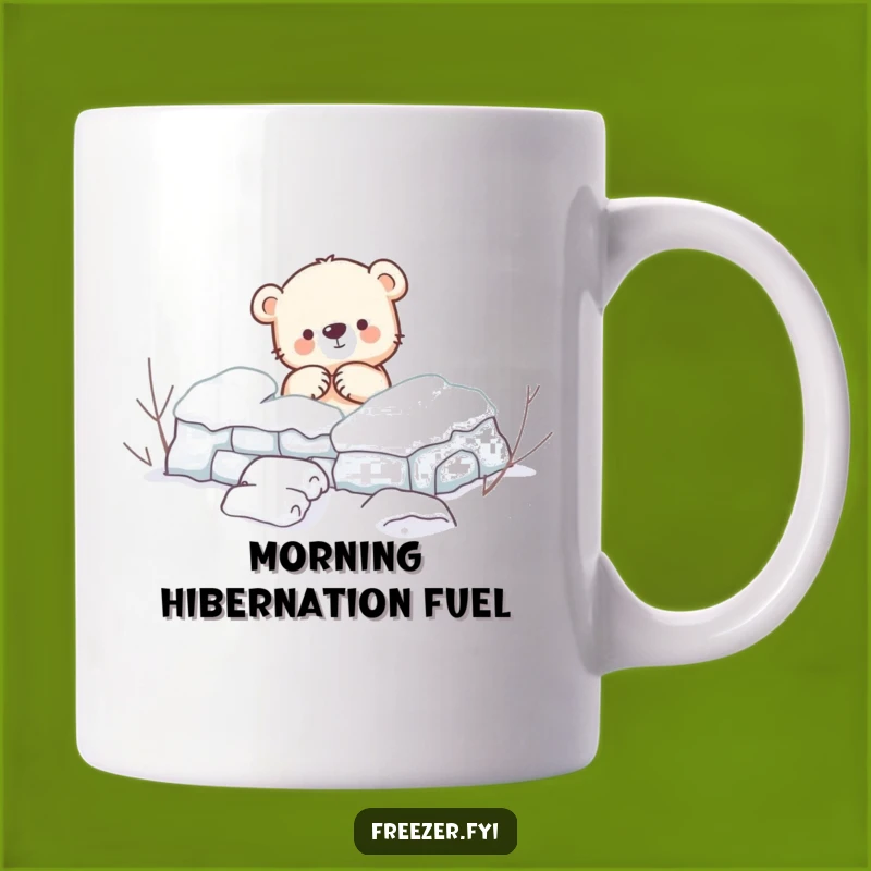 Funny Bear Mug: Cub Building Snow Fort, Perfect Cozy Winter Gift