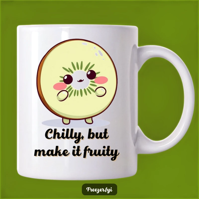 Funny Kiwi Slice Shrug Mug: A Cute Cold Weather Gift for Fruit Lovers