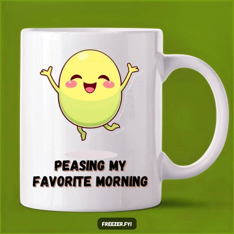 Funny Pea Pod Jump Mug: A Cheerful Character Gift for Veggie Lovers