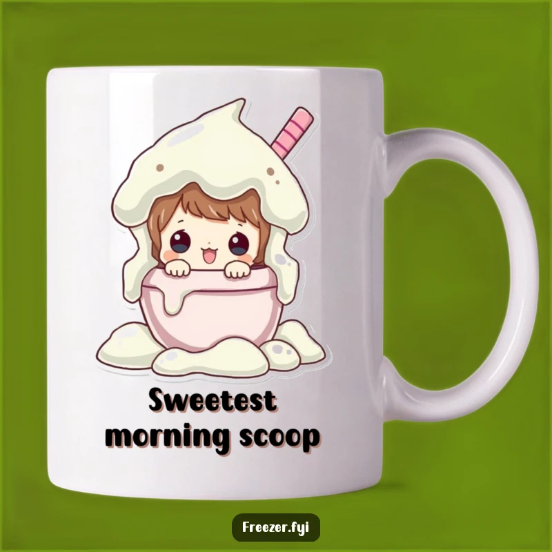 Funny Ice Cream Peeking Mug - Sweet Cartoon Treat Lover Gift