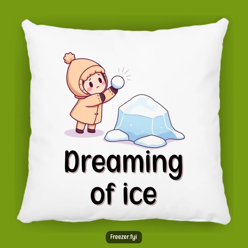 Funny Snowball Toss Pillow: Playful Character vs. Curious Ice Floe