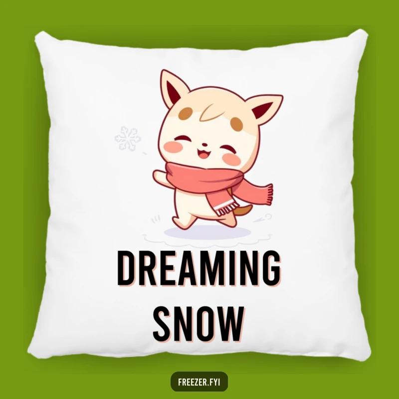 Funny Snowflake Chaser Pillow: Cozy Scarfed Character Cushion, Adorable Humorous Gift