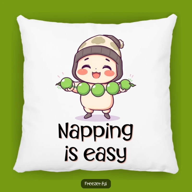 Funny Chef Pillow: Character Juggles Frozen Peas with Toque