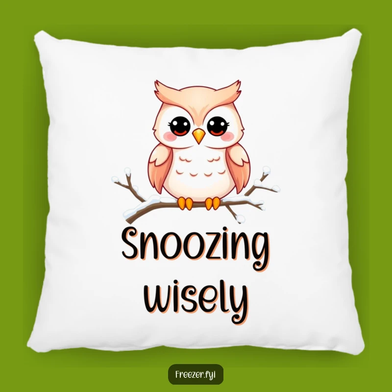 Funny Owl Smile Pillow - Soft Snowy Owl Cushion, Cozy Funny Gift