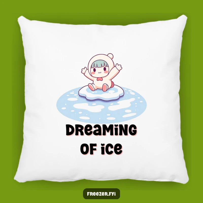 Funny Puddle Slide Pillow: Character's Winter Wipeout - Cozy Comical Comfort Funny Gift