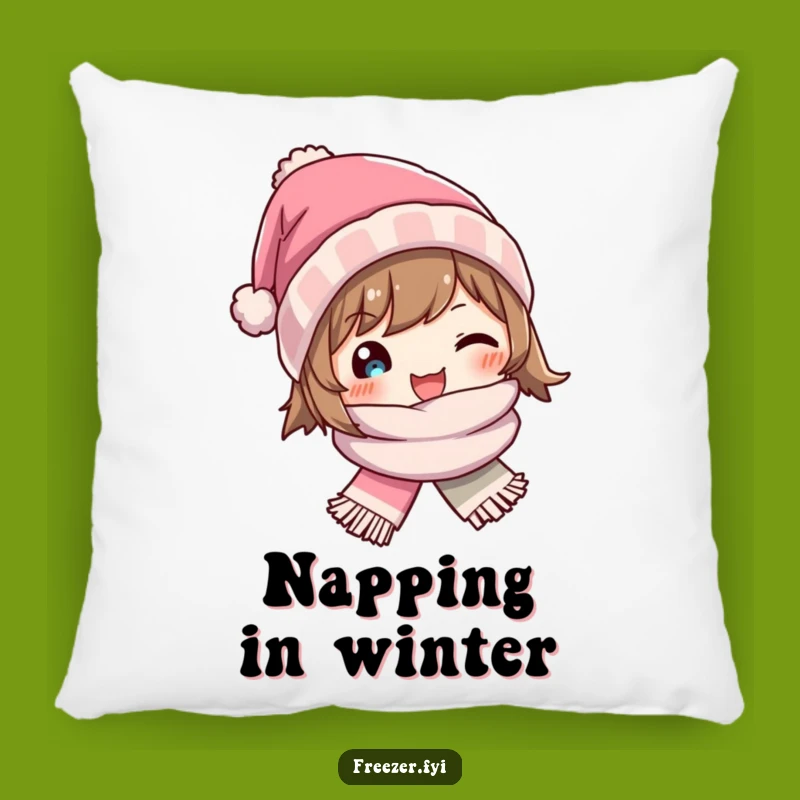 Funny Winter Hat Scarf Pillow - Cozy Joyful Character Decor