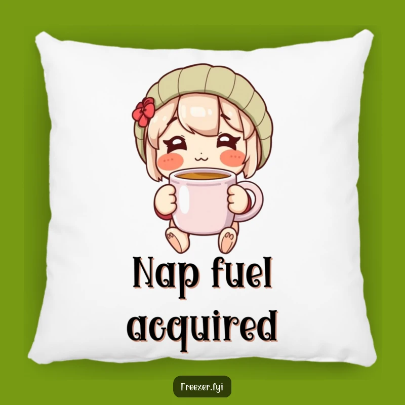 Cozy Warm Mug Pillow: Cheerful Rosy Character Comfort Pillow