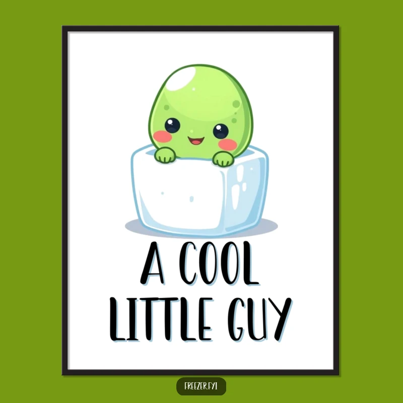 Funny Frozen Pea Ice Cube Digital Print: Instant Cool Decor