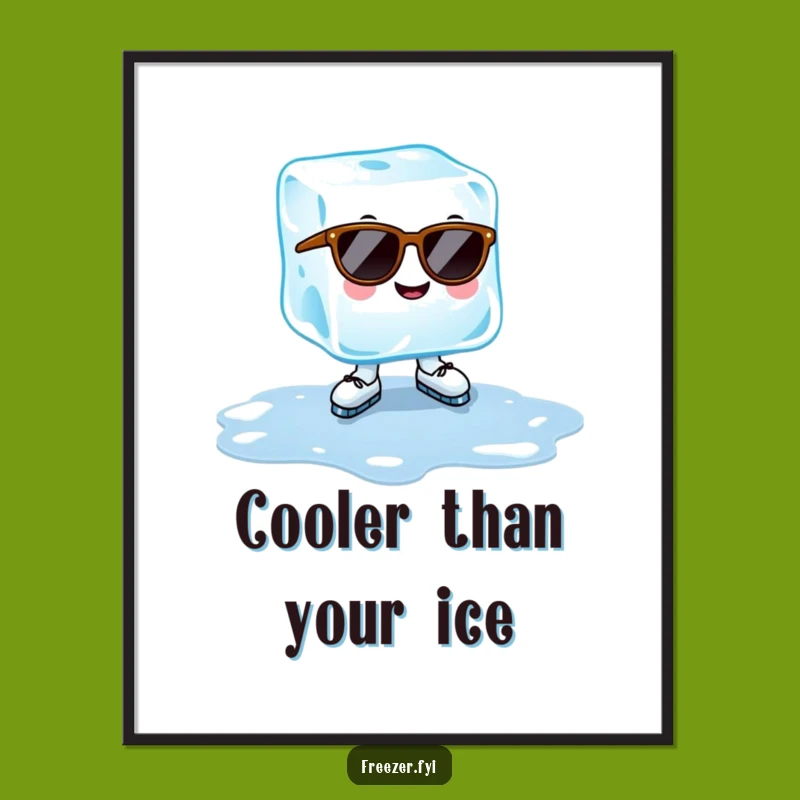 Funny Cheerful Ice Cube Digital Art: Cool Summer Print & Gift