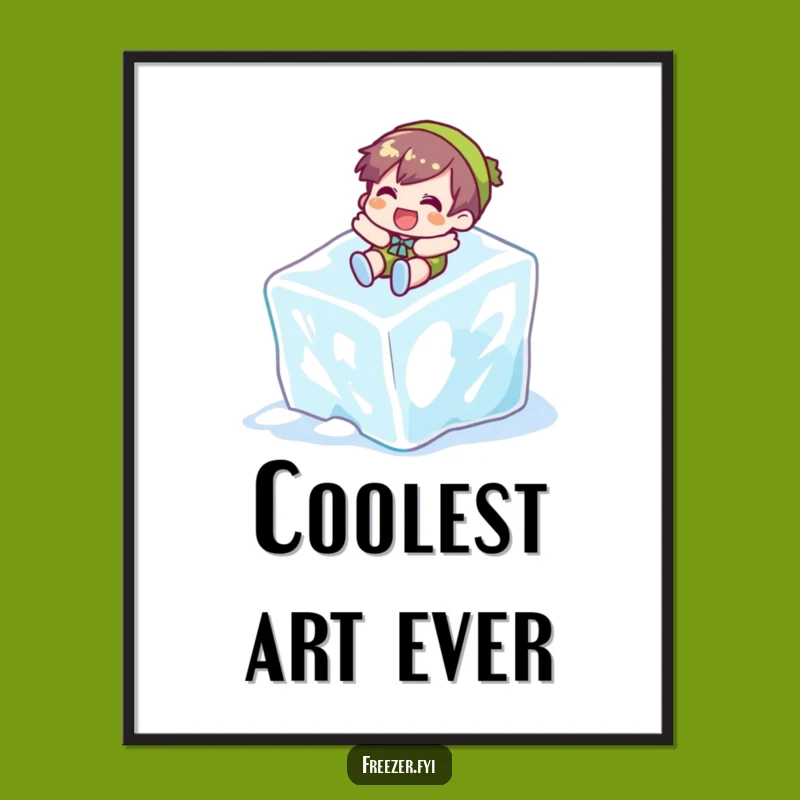 Funny Ice Cube Sliding Digital Art - Instant Cool Winter Download