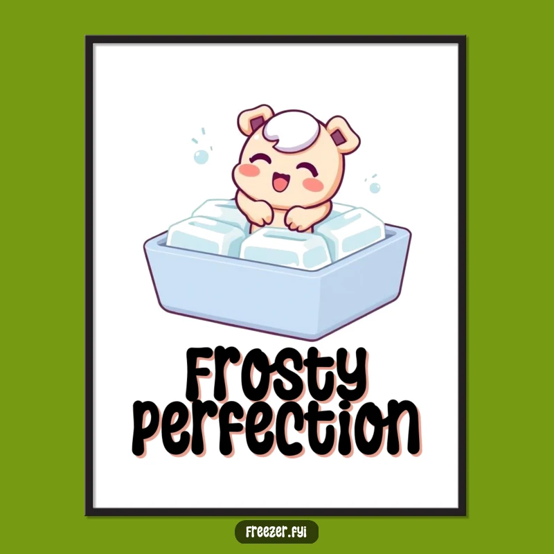 Funny Digital Art Print: Bubbly Character's Ice Cube Freedom for Instant Hilarious Decor Gift