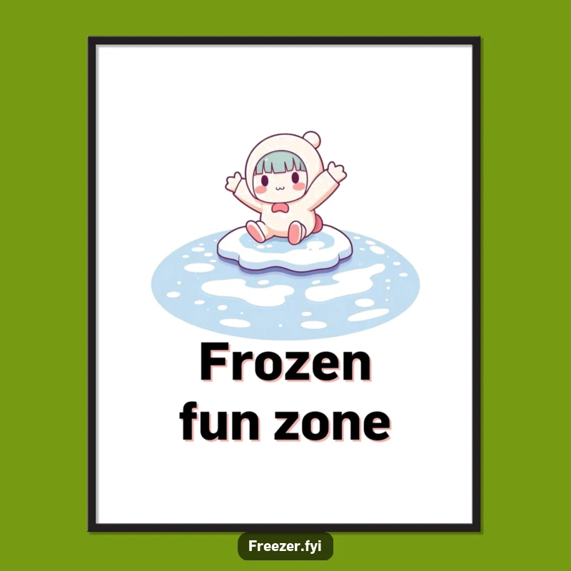 Funny Winter Art Print: Character's Hilarious Puddle Slide - Instant Funny Gift Download