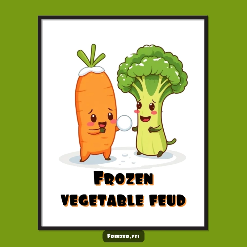 Funny Veggie Snowball Digital Art: Whimsical Decor for Walls