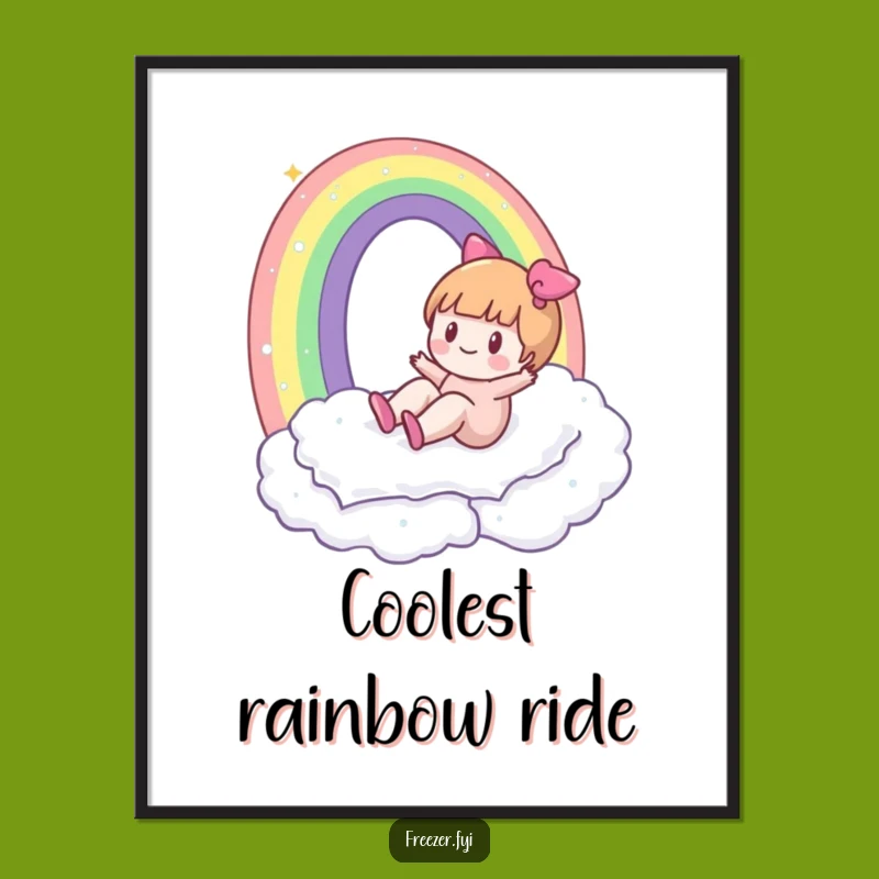 Funny Digital Art Print: Character's Frosty Rainbow Joy for Instant Hilarious Decor Gift