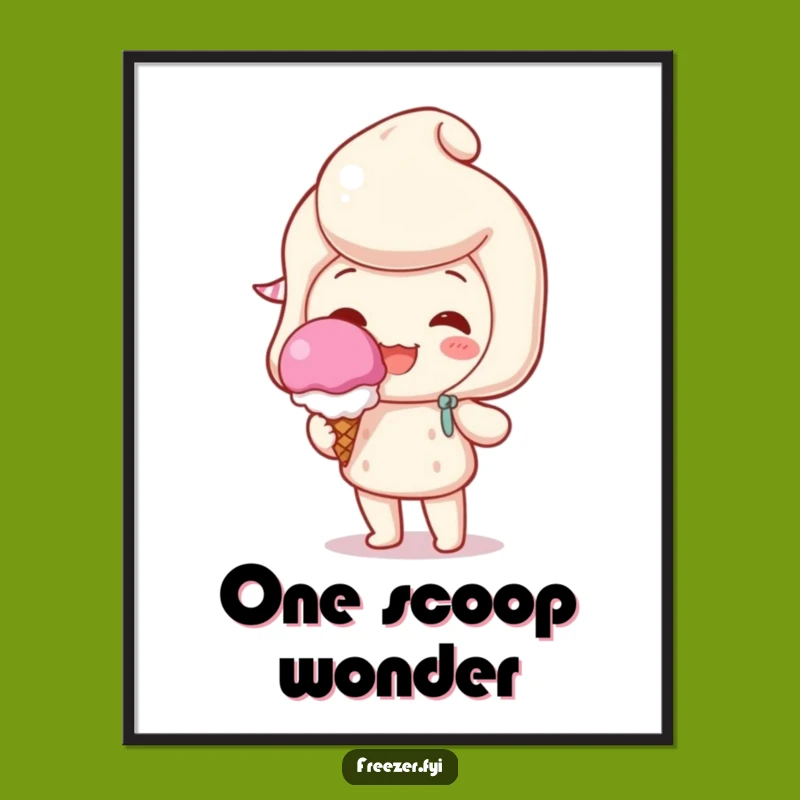 Funny Digital Art Print: Character's Sweet Scoop Joy for Instant Hilarious Decor Gift