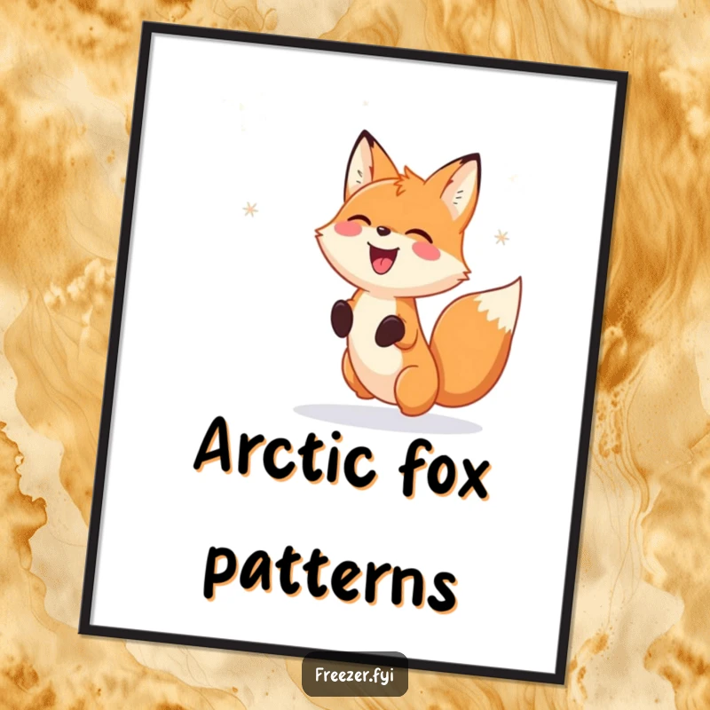 Funny Digital Art: A printable artwork of a happy fox gleefully chasing falling snowflake patterns, perfect for adding instant winter charm.