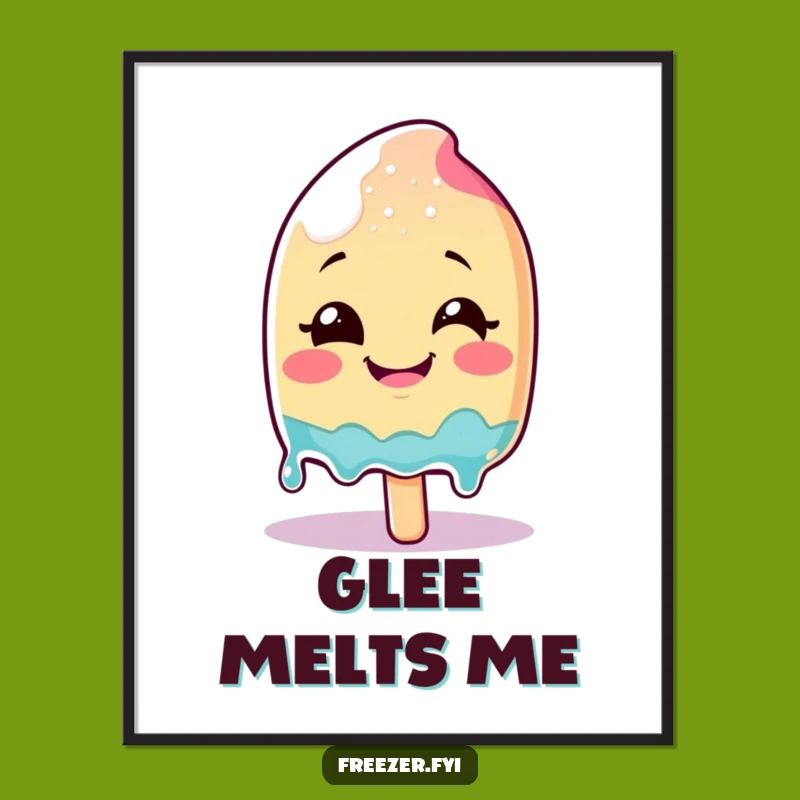 Funny Melting Popsicle Digital Art: Smiling Glee Character Print