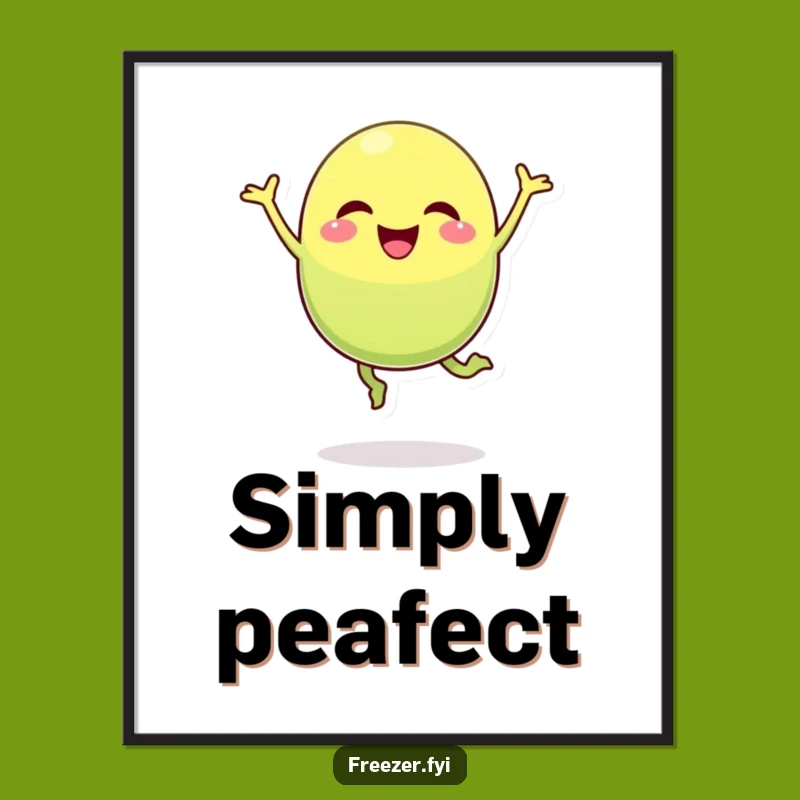 Funny Pea Pod Jump Digital Art: Cheerful Character Print for Walls