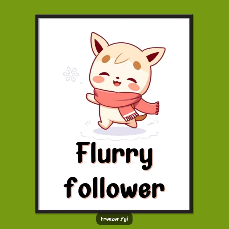 Funny Snowflake Chaser Digital Print: Scarfed Character Art, Instant Humorous Gift