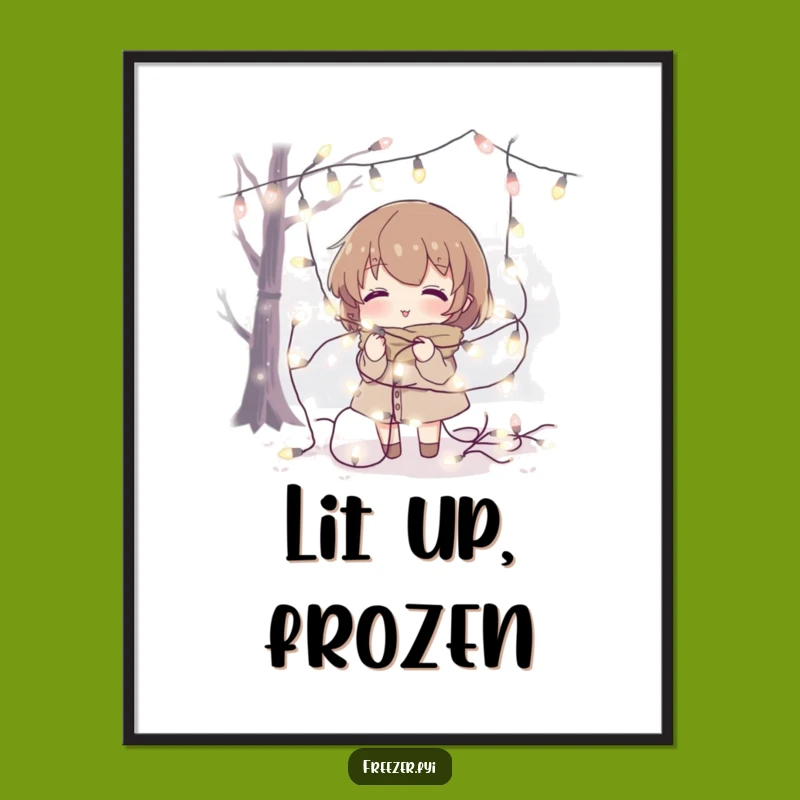 Funny Fairy Light Tangle Digital Art: Instant Holiday Humor for Walls!