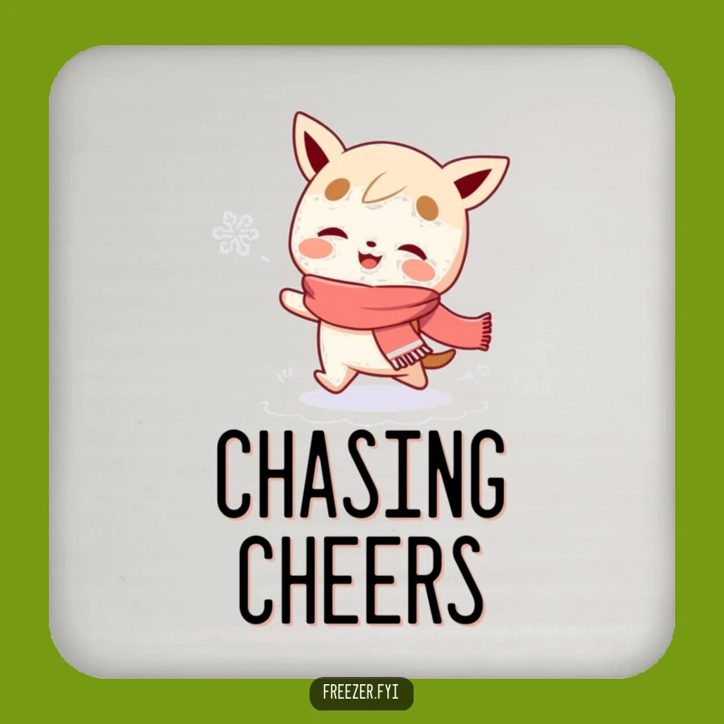 Funny Snowflake Chaser Coaster Set: Scarfed Character Protection, Unique Humorous Gift