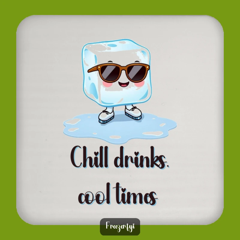 Funny Cheerful Ice Cube Coaster: Cool Tabletop Protector & Gift