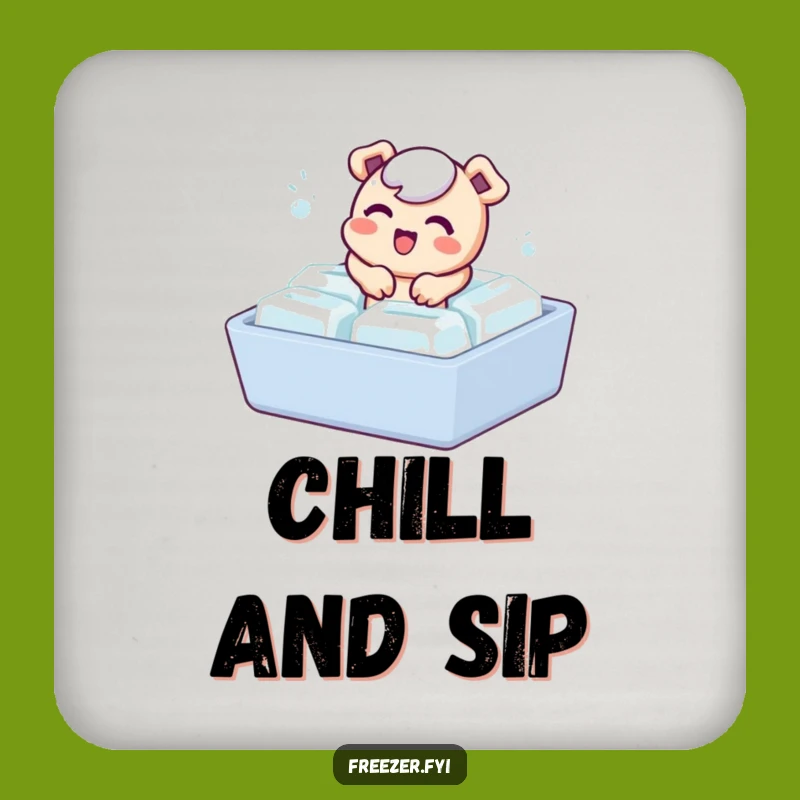 Funny Drink Coaster Set: Bubbly Character's Ice Cube Protection for Your Table's Funny Gift