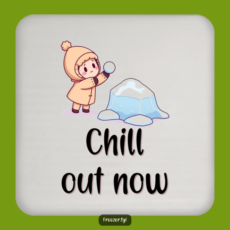 Funny Snowball Toss Coaster: Playful Character vs. Curious Ice Floe