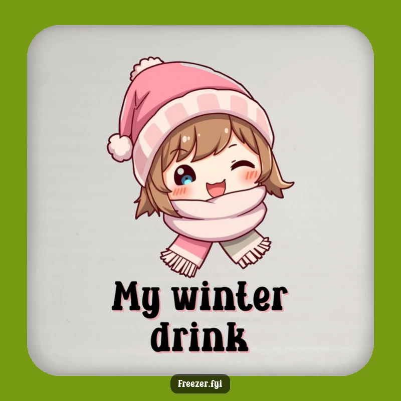 Funny Winter Hat Scarf Coaster - Protect Surfaces with Cozy Charm!