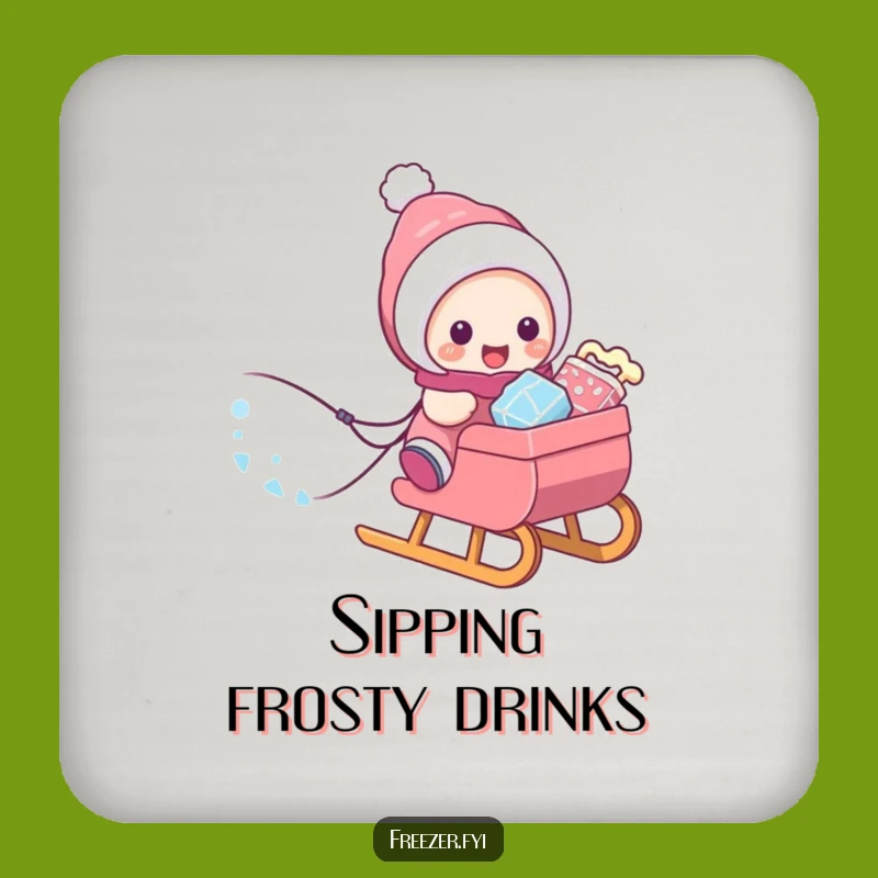 Funny Treat Sled Coaster: Character's Winter Haul - Humorous Drink Gift