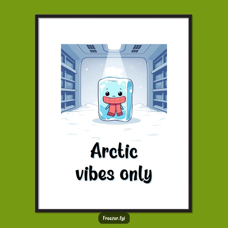 Funny Ice Cube Poster: Dramatic Shiver Art for Chilly Humor Lovers