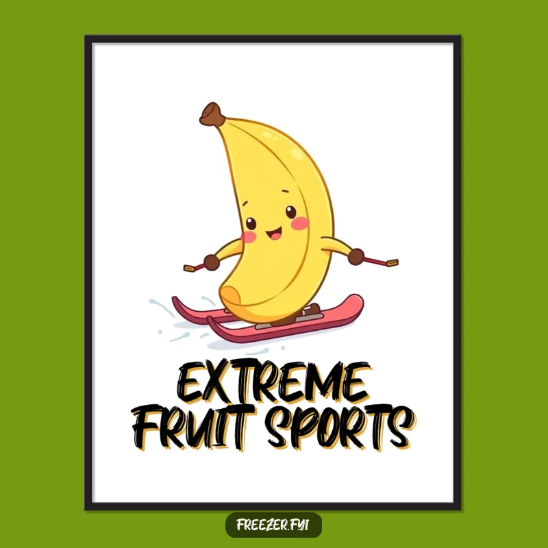 Funny Banana Peel Ski Poster: Hilarious Winter Art, Perfect Wall Decor Gift