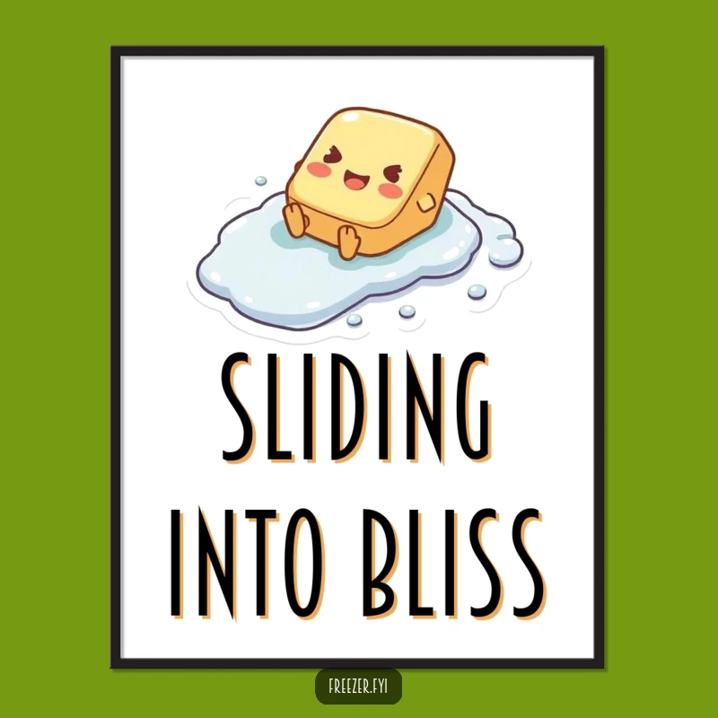 Funny Butter Pat Sliding Poster - Joyful Frosty Art for Wall Decor Gift