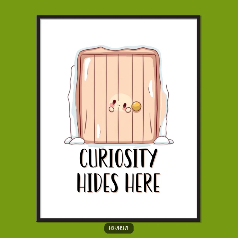 Funny Frosty Door Art Poster: Playful Character Peek Art Print